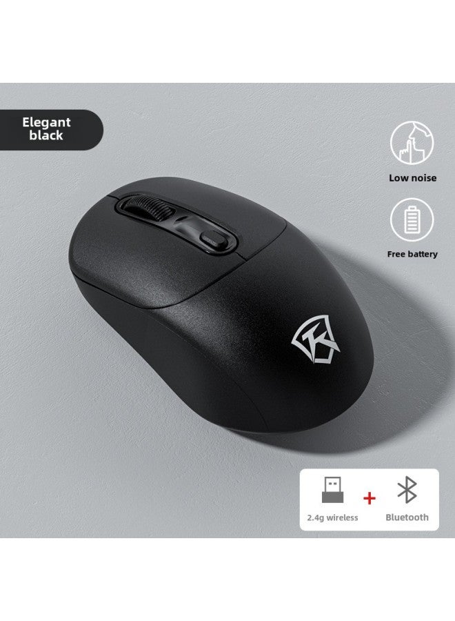 Wireless Mouse Bluetooth Mute Three-mode Cute Male And Female Notebook Rechargeable Portable Ergonomic Mouse-Specifications:Elegant Black-Battery Edition -2.4G Bluetooth Dual Mode - Image 1