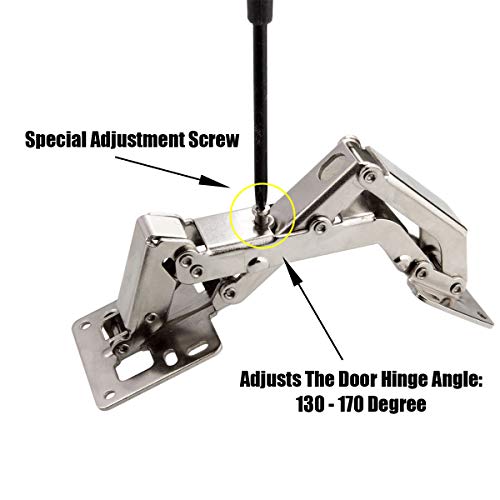 HNBun 2PCS 165 Degree Cabinet Hinge, Stainless Steel Kitchen Cabinet Hinges Hidden Cabinet Hinges, Full Overlay Cabinet Hinge with Soft Closing for Lazy Susan Cabinet, Kitchen Cabinet Doors, Wardrobe - Image 2