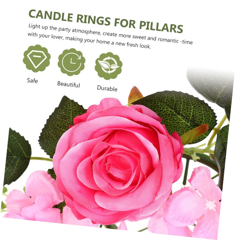 Rosy Artificial Rose Candle Wreath 20X20X8CM Faux Floral Centerpiece for Weddings Home Decor - Image 3