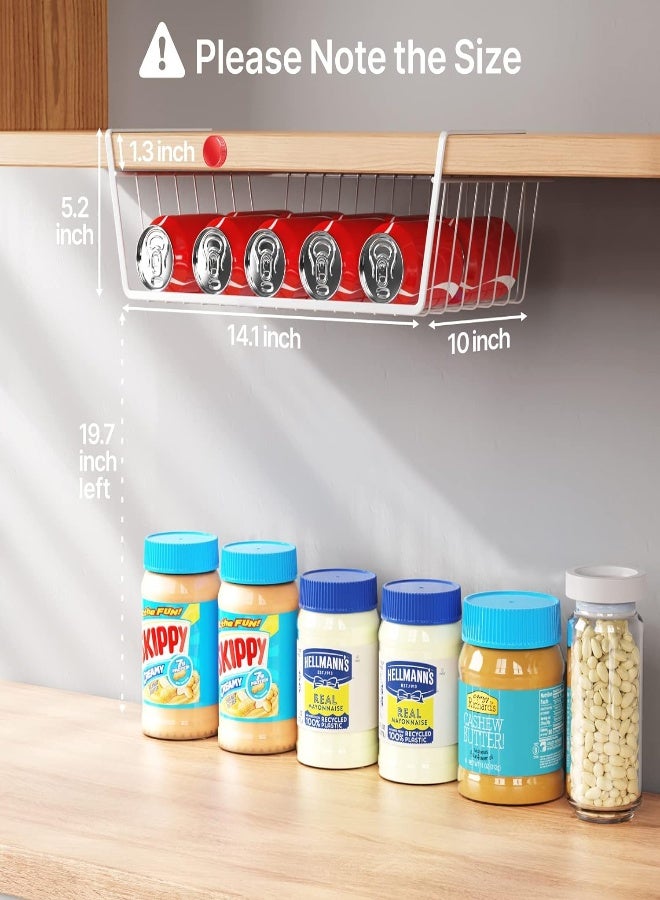 AKDC Under Shelf Basket, Ispecle 4 Pack White Wire Rack, Slides Under Shelves For Storage, Easy To Install  - Image 1