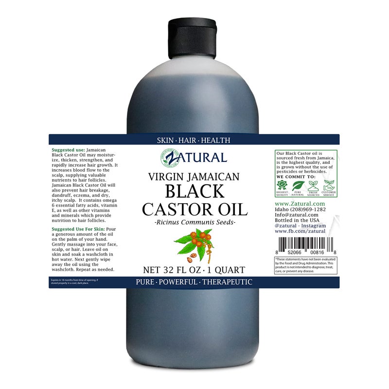 Zatural Black Castor Oil_100% Pure Tropic Jamaican Black Castor Oil (32 Ounce) - Image 3