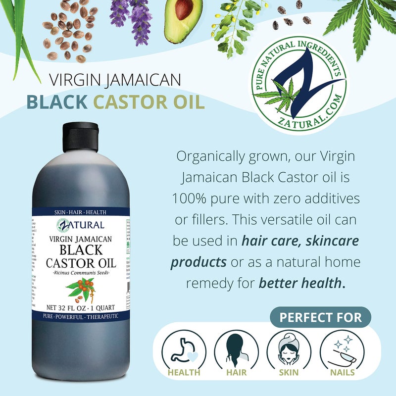 Zatural Black Castor Oil_100% Pure Tropic Jamaican Black Castor Oil (32 Ounce) - Image 4