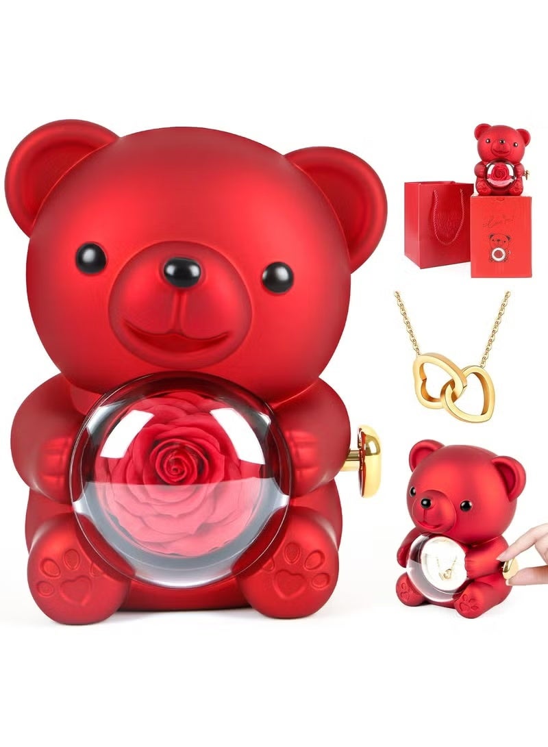 Rose Teddy Bear Gift دبدوب وردة داخل كرة شفافة متعدد الألوان – هدية رومانسية فاخرة للبنات والحبيبة – هدية عيد الحب وديكور غرف - Image 1