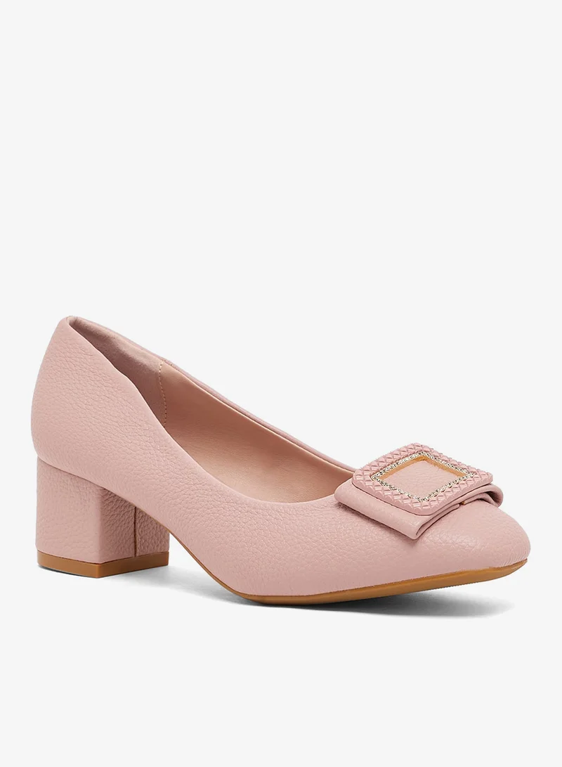 Pink Step Low Block Heeled Pump