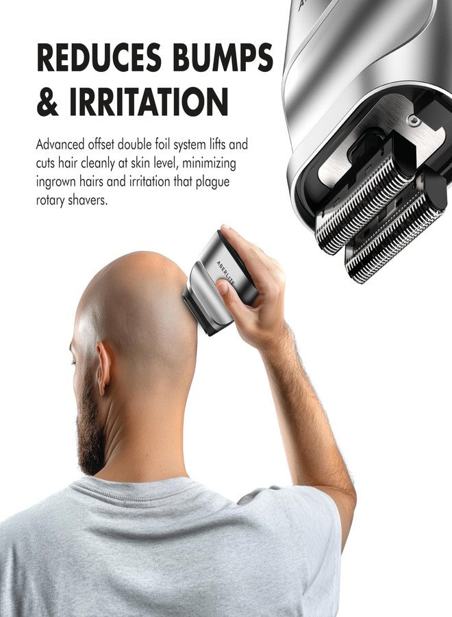 Aberlite Touch 2 Foil Head Shaver for Bald Men - Finishing Foil Shaver for Bald Head & Face, 0.05mm Ultra-Thin Foils for Razor-Smooth Results, Ergonomic Multi-Grip, Waterproof, USB-C Charging (Silver) - Image 3