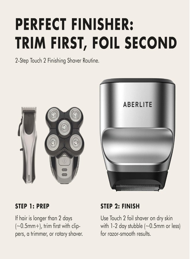 Aberlite Touch 2 Foil Head Shaver for Bald Men - Finishing Foil Shaver for Bald Head & Face, 0.05mm Ultra-Thin Foils for Razor-Smooth Results, Ergonomic Multi-Grip, Waterproof, USB-C Charging (Silver) - Image 4