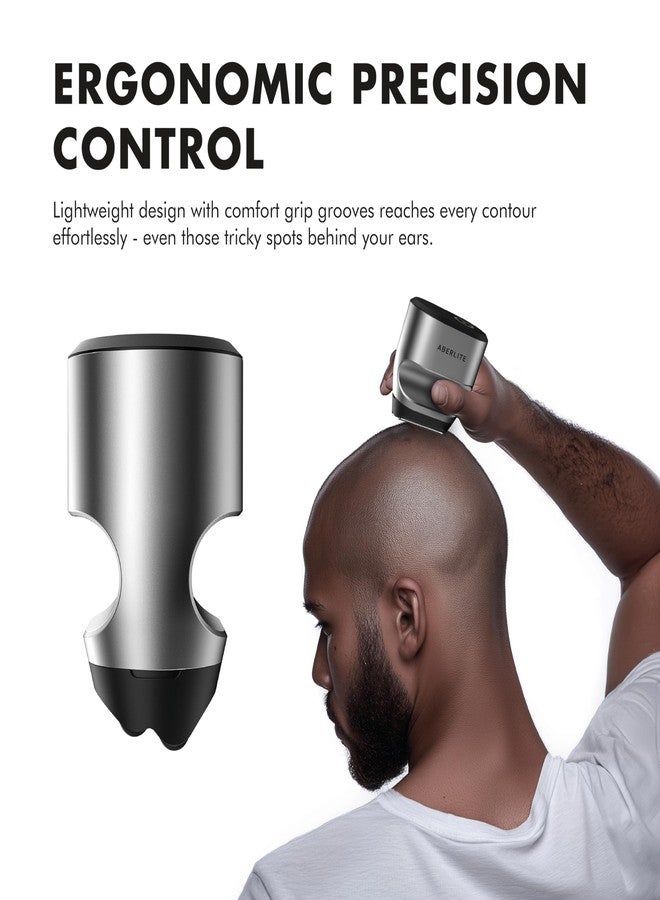 Aberlite Touch 2 Foil Head Shaver for Bald Men - Finishing Foil Shaver for Bald Head & Face, 0.05mm Ultra-Thin Foils for Razor-Smooth Results, Ergonomic Multi-Grip, Waterproof, USB-C Charging (Silver) - Image 5