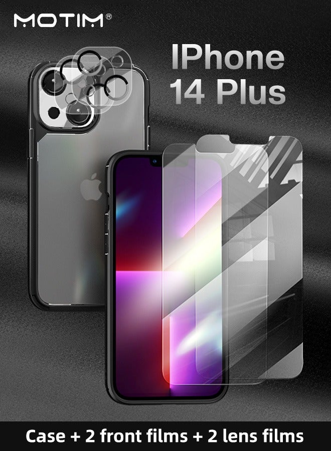 Motim 5 in 1 Phone Case Compatible for iPhone 14/14 Plus Drop Protection Shockproof Slim Phone Case +2 Front Film +2 Screen Film - Image 1