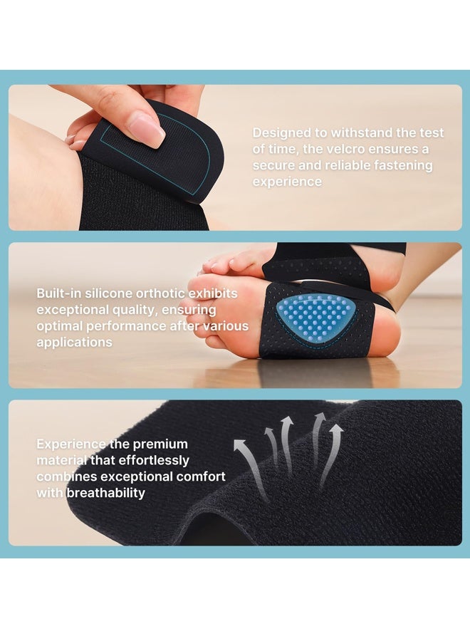 2 Pcs Plantar Fasciitis Arch Support Braces Upgraded Non Slip Built in Orthotics and Gel Pads Adjustable Unisex Bands Flat Feet High Fallen Arches Relieves Plantar Pain Reduces Heel Spurs Discomfort Eases Arch Fatigue Speeds Post Workout Recovery - Image 5