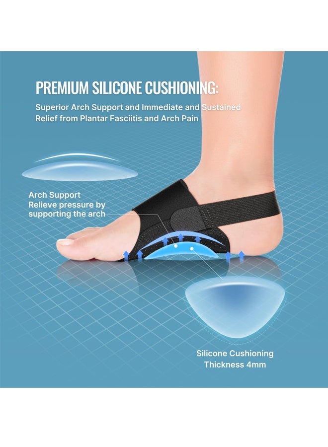 2 Pcs Plantar Fasciitis Arch Support Braces Upgraded Non Slip Built in Orthotics and Gel Pads Adjustable Unisex Bands Flat Feet High Fallen Arches Relieves Plantar Pain Reduces Heel Spurs Discomfort Eases Arch Fatigue Speeds Post Workout Recovery - Image 2