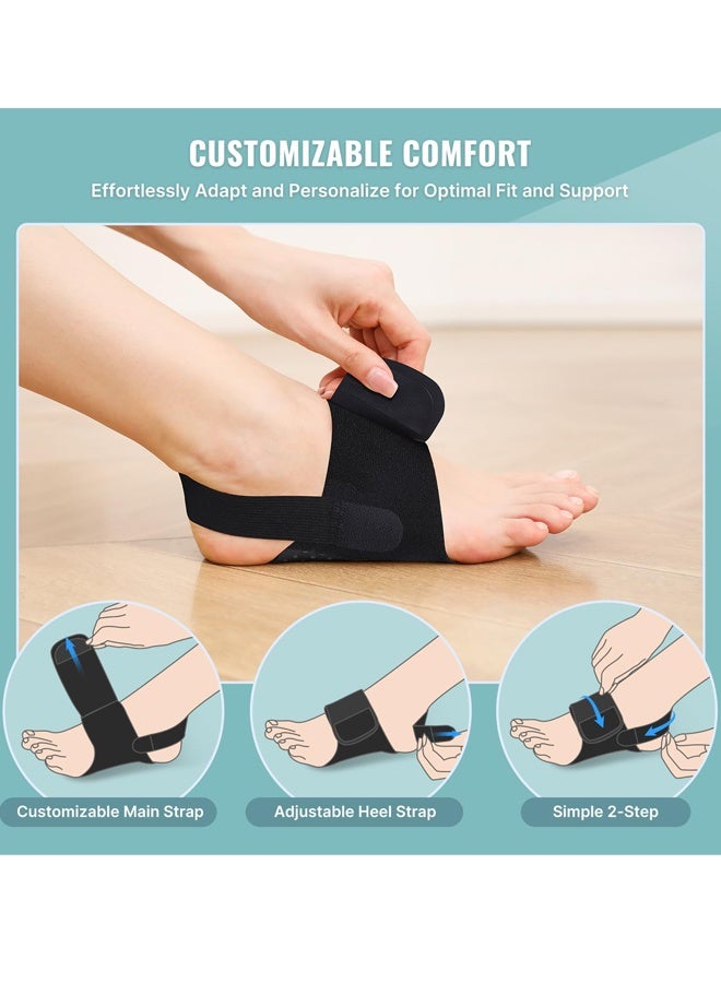 2 Pcs Plantar Fasciitis Arch Support Braces Upgraded Non Slip Built in Orthotics and Gel Pads Adjustable Unisex Bands Flat Feet High Fallen Arches Relieves Plantar Pain Reduces Heel Spurs Discomfort Eases Arch Fatigue Speeds Post Workout Recovery - Image 4