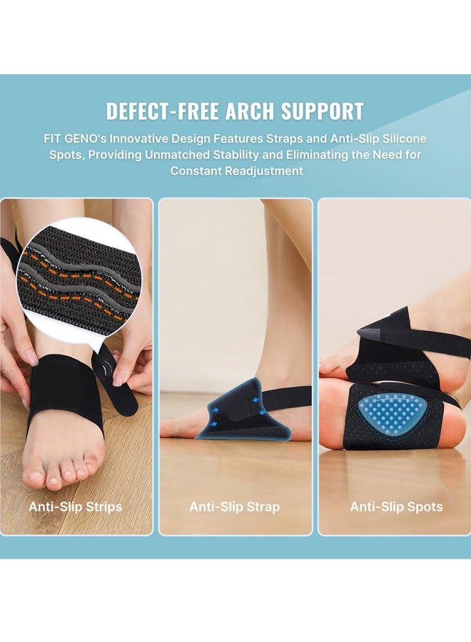 2 Pcs Plantar Fasciitis Arch Support Braces Upgraded Non Slip Built in Orthotics and Gel Pads Adjustable Unisex Bands Flat Feet High Fallen Arches Relieves Plantar Pain Reduces Heel Spurs Discomfort Eases Arch Fatigue Speeds Post Workout Recovery - Image 3