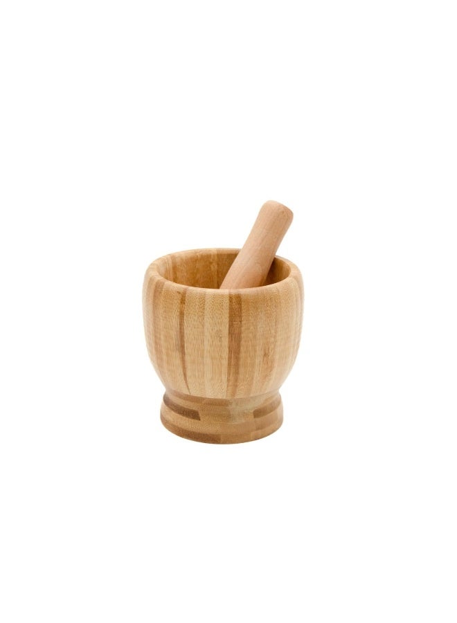 Kovar Wooden Mortar And Pestle, Bamboo Grinding Set For Spices, Herbs, And Small Foods - Image 1