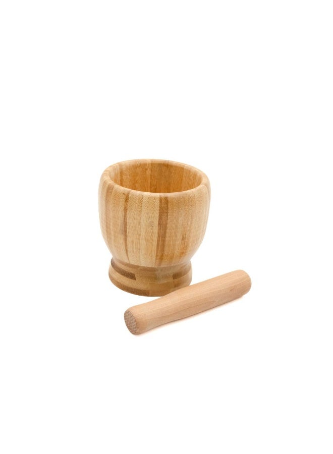 Kovar Wooden Mortar And Pestle, Bamboo Grinding Set For Spices, Herbs, And Small Foods - Image 4