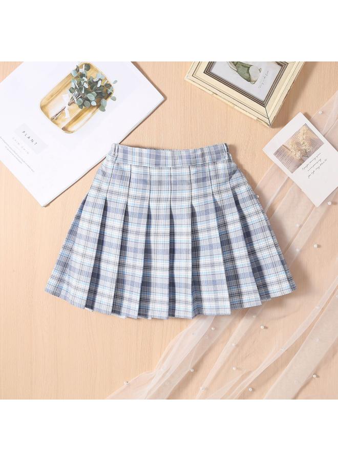 Children's Clothing New Korean Style Plaid Skirt For Middle And Big Children And Girls Summer Baby Waist Skirt Children's Pleated Skirt Costume 