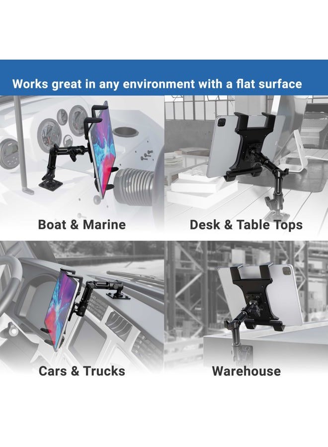 Arkon Heavy-Duty Tablet Holder - Adjustable Arm with Drill Base Mount for Cars, Dashboards, Walls, Desks, Trucks, Vehicles, Tabletops - Professional Flexible Stand for Apple iPad & Android Tablets - Image 4