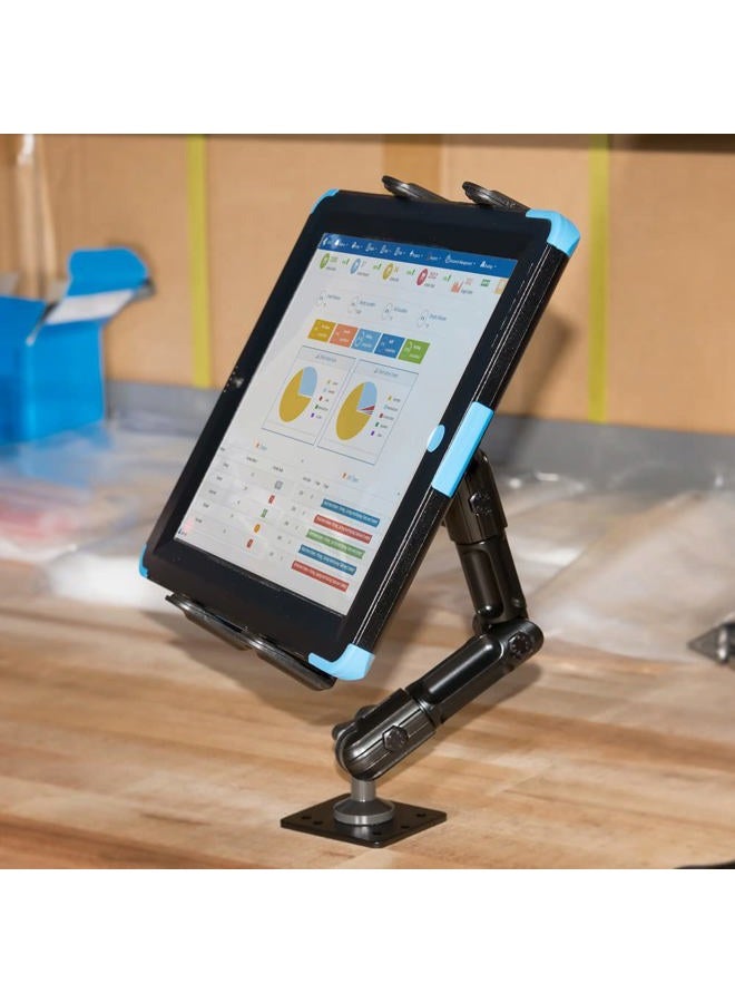 Arkon Heavy-Duty Tablet Holder - Adjustable Arm with Drill Base Mount for Cars, Dashboards, Walls, Desks, Trucks, Vehicles, Tabletops - Professional Flexible Stand for Apple iPad & Android Tablets - Image 2