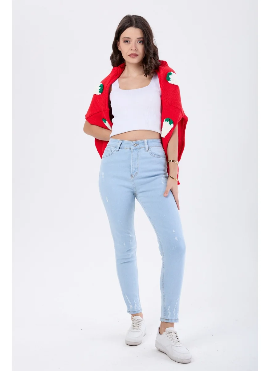 Tofisa 23811-ICE-BLUE Skinny Lycra Laser Jeans