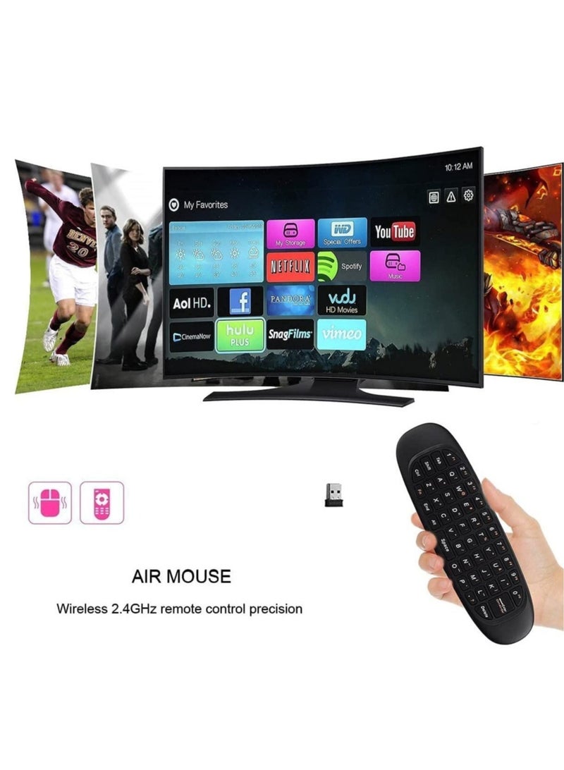 Universal Wireless TV Remote Control: Air Mouse with Keyboard for Smart TVs, Set-Top Boxes, Media Players, and More (Black) - Image 2