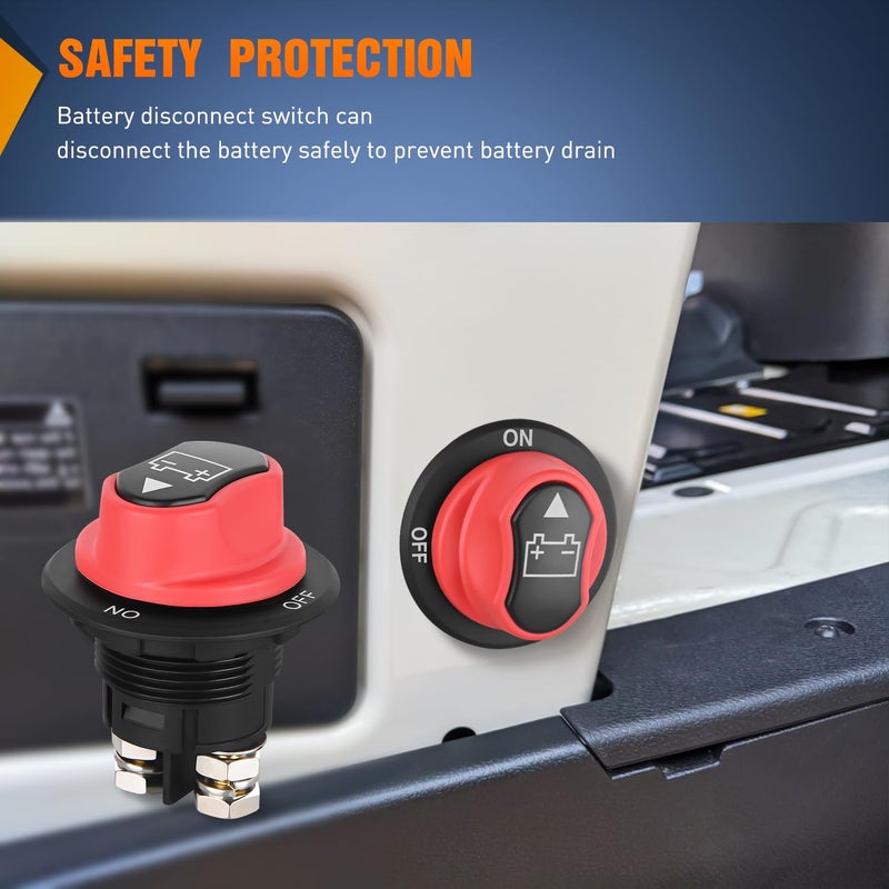 Nilight Battery Disconnect Switch 100A Master Disconnect Isolator 12V-48V On Off Power Cutoff Switch Waterproof Heavy Duty for Marine Boat Car RV ATV UTV Yacht, 2 Years Warranty - Image 3