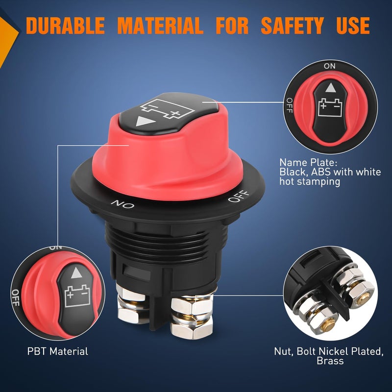Nilight Battery Disconnect Switch 100A Master Disconnect Isolator 12V-48V On Off Power Cutoff Switch Waterproof Heavy Duty for Marine Boat Car RV ATV UTV Yacht, 2 Years Warranty - Image 4