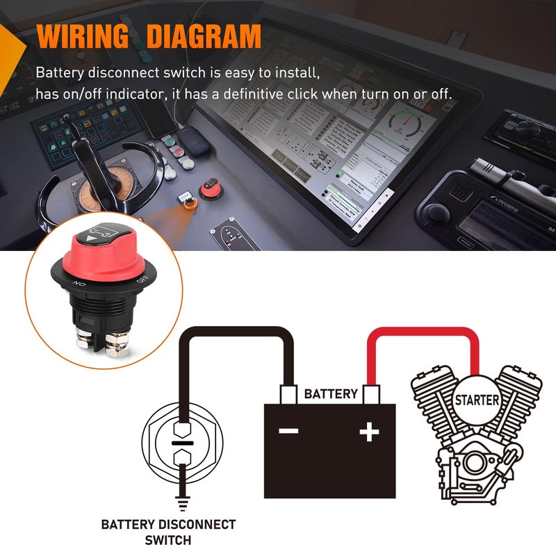 Nilight Battery Disconnect Switch 100A Master Disconnect Isolator 12V-48V On Off Power Cutoff Switch Waterproof Heavy Duty for Marine Boat Car RV ATV UTV Yacht, 2 Years Warranty - Image 5