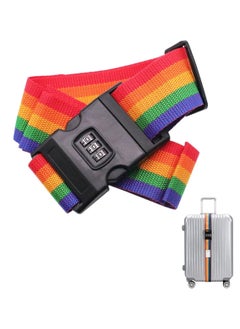 Generic Rainbow Password Safety Belt Adjustable Travel Luggage Strap Suitcase Strap Stylish Non-Slip Luggage Strap Lock Suitable for All Kinds of Suitcases  - Image 1