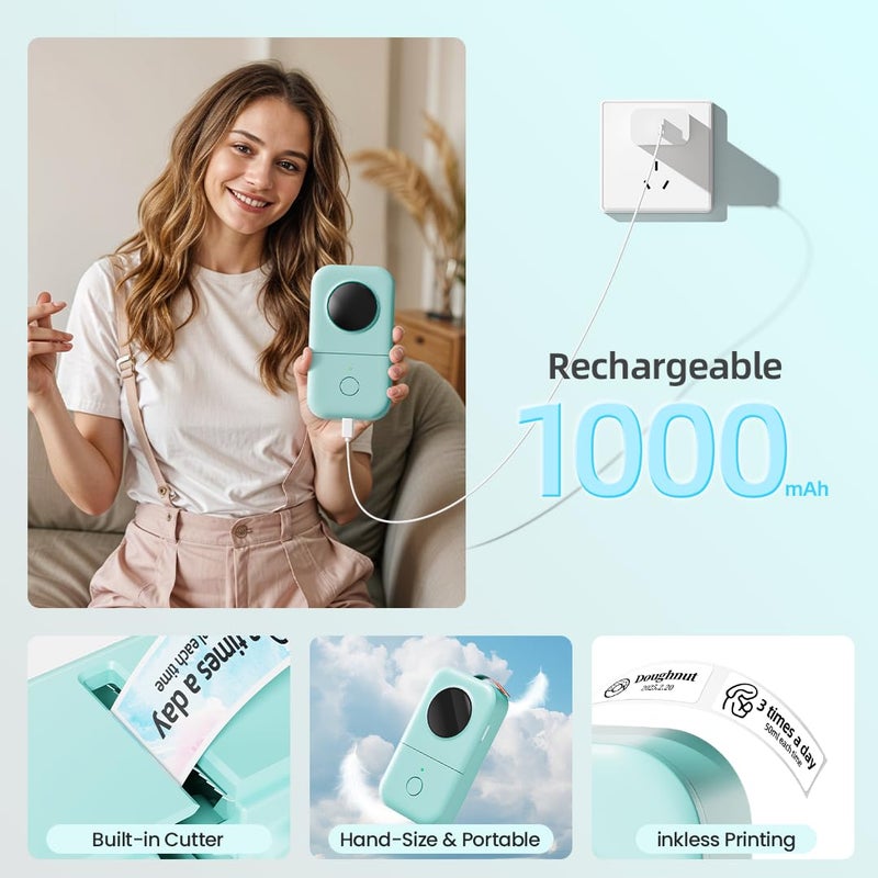 Phomemo D30 Label Maker Machine, Portable Bluetooth Mini Label Printer, Smart Phone Handheld Thermal Sticker Small Labeler Multiple Templates Font Icon Inkless for Home Office - Image 5