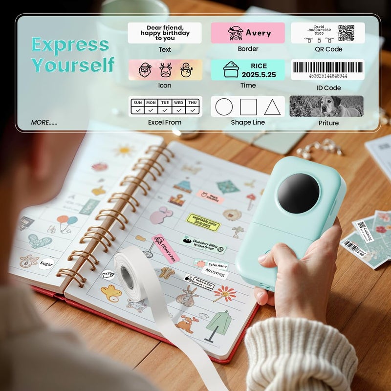 Phomemo D30 Label Maker Machine, Portable Bluetooth Mini Label Printer, Smart Phone Handheld Thermal Sticker Small Labeler Multiple Templates Font Icon Inkless for Home Office - Image 3