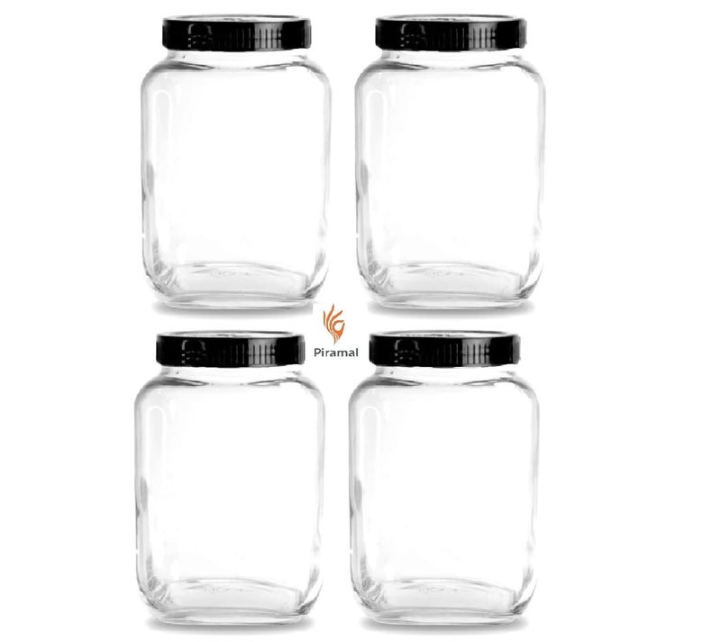 Vency Piramal Glass Cubical square glass jars 2250ml Set 2 for kitchen with Lid & Containers for Kitchen Pantry, Snacks, Masala, Pickles, Cookies, Dry Fruits, Coffee Beans Storage with Black Lid, - Image 3