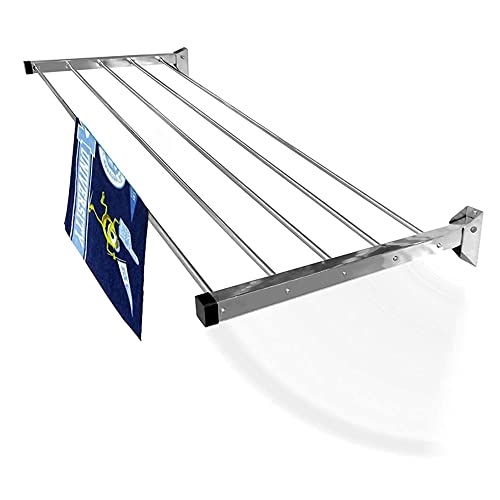 homWell Heavy Duty 5 Pipe X 2 Feet Stainless Steel Wall Mounted Cloth Drying Stand/Cloth Stand for Drying Clothes Foldable/Cloth Drying Stand Wall Mounted/Clothes Stand for Drying - Image 1