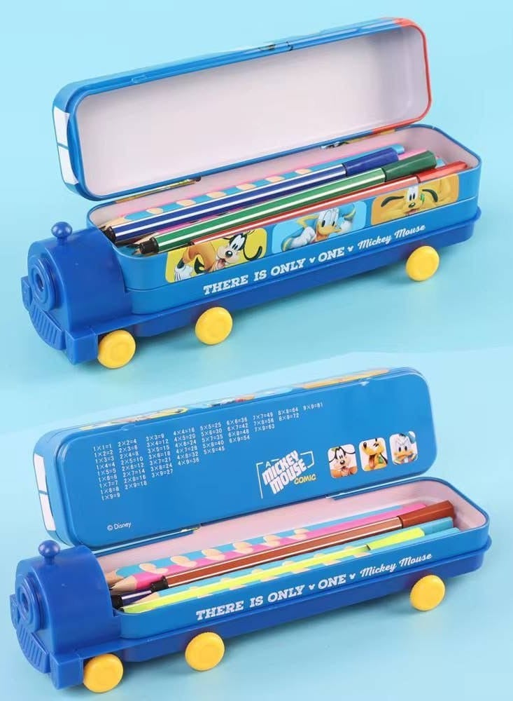 Bus pencil case and sharpener, 2 layers, made of sheet metal, in different colors - Image 3