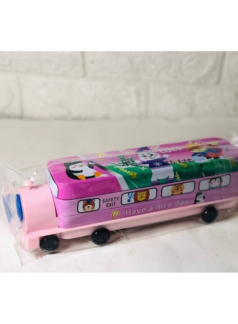 Bus pencil case and sharpener, 2 layers, made of sheet metal, in different colors - Image 4