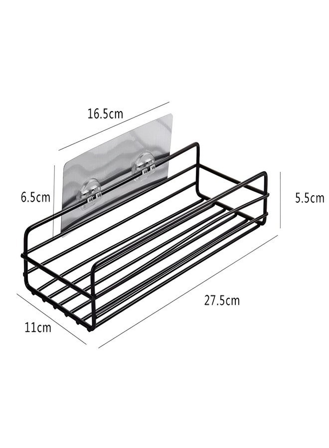 Oblivion Wall Mounted Soap Dish Holder - Self Adhesive Stainless Steel Bathroom Shelf with Magic Sticker, Kitchen Organizer Rack with 1 Shelf & 1 Hook - Image 4