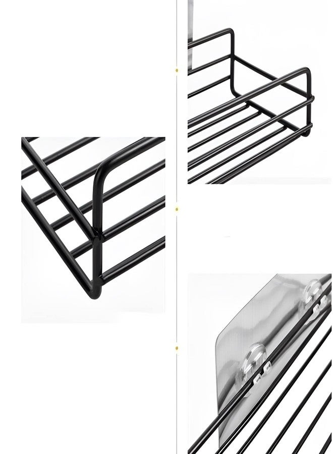 Oblivion Wall Mounted Soap Dish Holder - Self Adhesive Stainless Steel Bathroom Shelf with Magic Sticker, Kitchen Organizer Rack with 1 Shelf & 1 Hook - Image 3