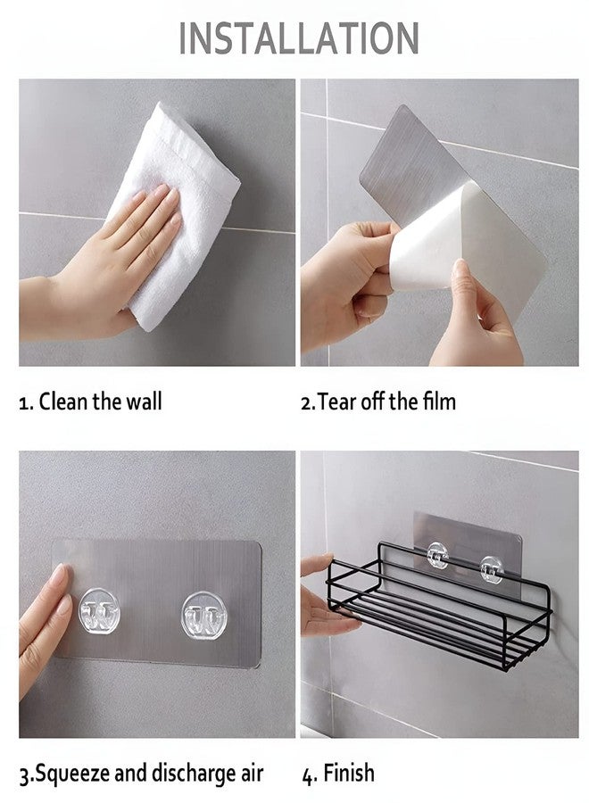 Oblivion Wall Mounted Soap Dish Holder - Self Adhesive Stainless Steel Bathroom Shelf with Magic Sticker, Kitchen Organizer Rack with 1 Shelf & 1 Hook - Image 5