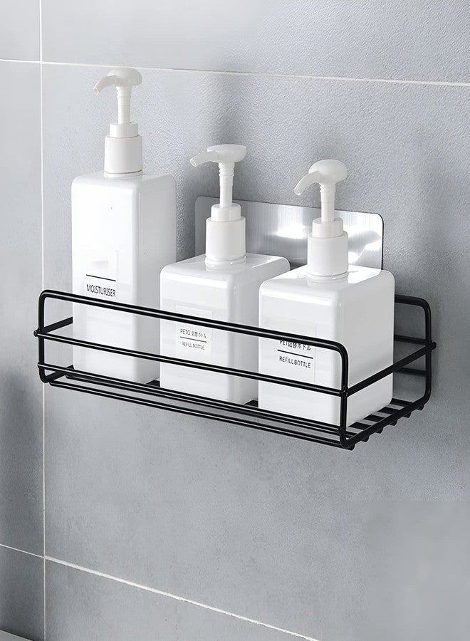 Oblivion Wall Mounted Soap Dish Holder - Self Adhesive Stainless Steel Bathroom Shelf with Magic Sticker, Kitchen Organizer Rack with 1 Shelf & 1 Hook - Image 1