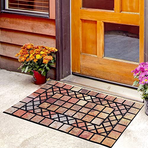 CHICHIC Welcome Door Mat 18 x 30 Inch Front Doormat Outdoors for Home Entrance Outdoors Mat for Outside Entry Way Doormat Entry Rugs, Heavy Duty Non Slip Rubber Back Low Profile, Colorful - Image 2