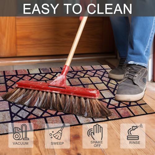 CHICHIC Welcome Door Mat 18 x 30 Inch Front Doormat Outdoors for Home Entrance Outdoors Mat for Outside Entry Way Doormat Entry Rugs, Heavy Duty Non Slip Rubber Back Low Profile, Colorful - Image 5