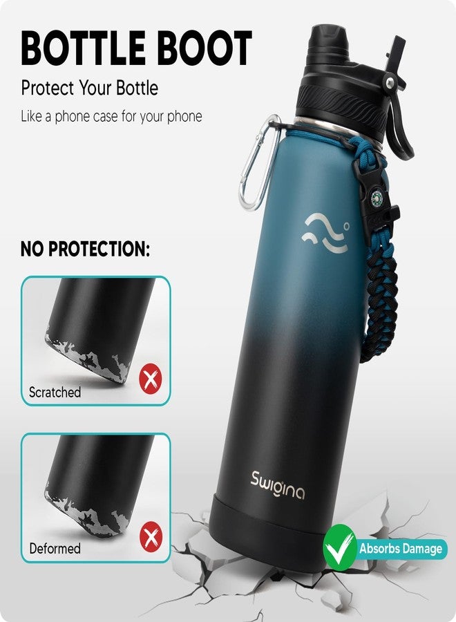 Swigina [2-IN-1 LID] Insulated Water Bottle with Silicone Boot (48hrs Cold/24hrs Hot) - DIY Stickers, Leakproof, BPA Free, 40 oz - Image 4