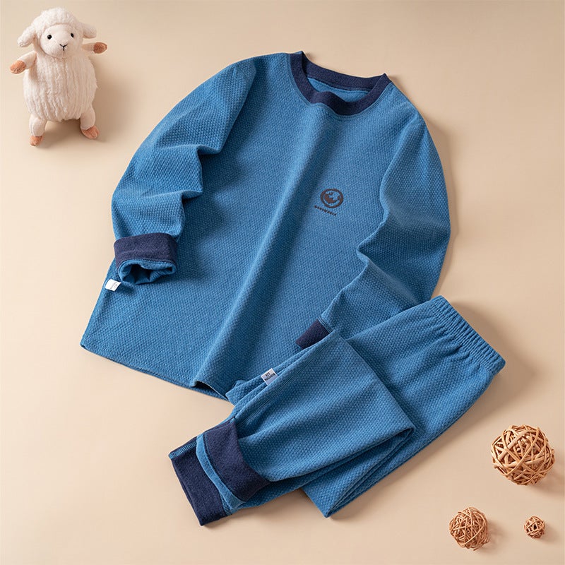 بدلة حرارية من المخمل للأطفال ملابس منزلية للأولاد والبنات بدلة بيجاما لخريف وشتاء ملابس خريفية بدلة بنطلون خريفية - Image 1