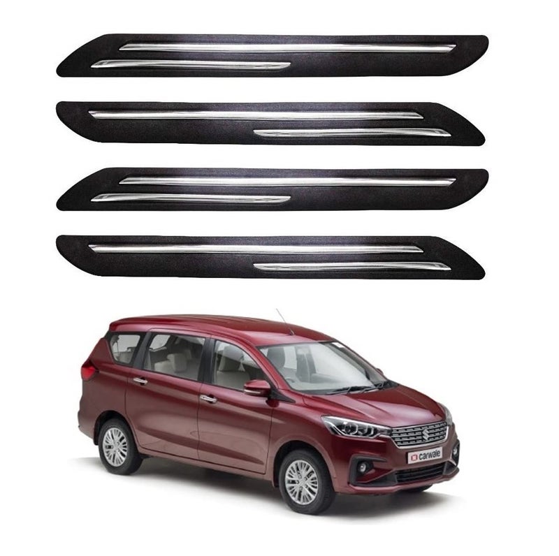 Bowrain Car Bumper Protector for Maruti Ertiga (Old) - (Black, Pack of 4, Chrome Strip) - Image 1