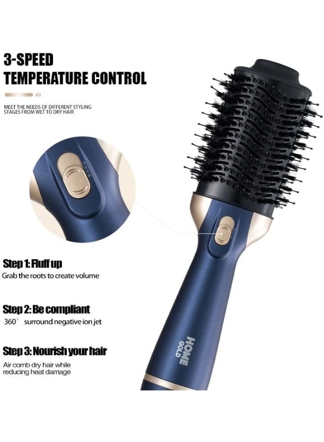 هوم جولد فرشاة مجفف شعر مشط هواء ساخن 1200W لدمج النفخ والتسريح لجميع أنواع الشعر، مشط تسريح متعدد الوظائف ومتعدد الاستخدامات بطلاء سيراميك - Image 3