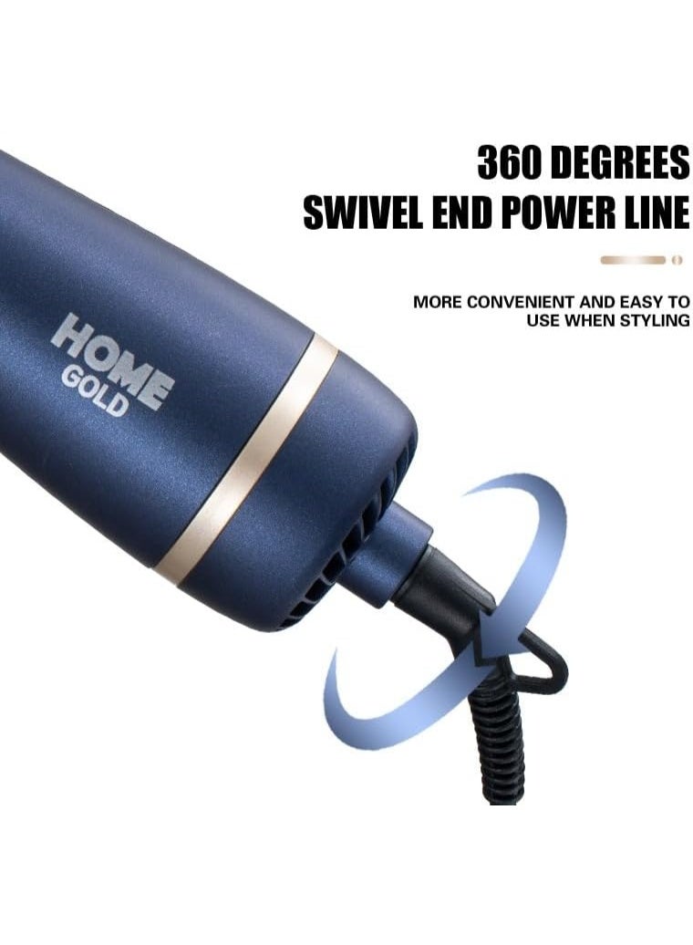 هوم جولد فرشاة مجفف شعر مشط هواء ساخن 1200W لدمج النفخ والتسريح لجميع أنواع الشعر، مشط تسريح متعدد الوظائف ومتعدد الاستخدامات بطلاء سيراميك - Image 2