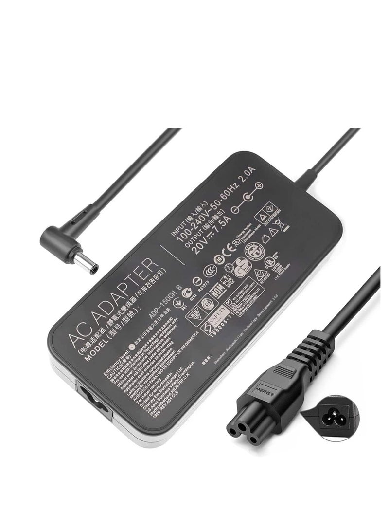 Terabyte محول طاقة لابتوب 150 واط 20 فولت 7.5 أمبير لأجهزة أسوس 6.0 × 3.7 مم، قابس: قابس الاتحاد الأوروبي - Image 1