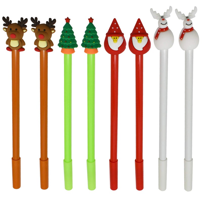 Maydahui 28 PCS Novelty Christmas Series Rollerball Pens Christmas Tree Snowman Reindeer Santa Claus Style Black Gel Ink for Office School Party - Image 1