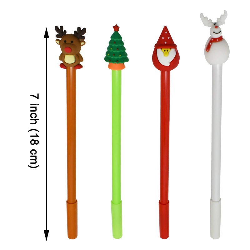 Maydahui 28 PCS Novelty Christmas Series Rollerball Pens Christmas Tree Snowman Reindeer Santa Claus Style Black Gel Ink for Office School Party - Image 2
