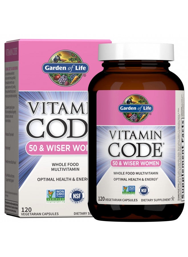 Garden of Life Garden of Life Multivitamin for Women 50 & Over, Vitamin Code Women 50 & Wiser Multi, Vitamins for Women 50 Plus with B Vitamins, Vitamins A, C, D3, E & K, CoQ10, Probiotics & Enzymes, 120 Capsules  - Image 1
