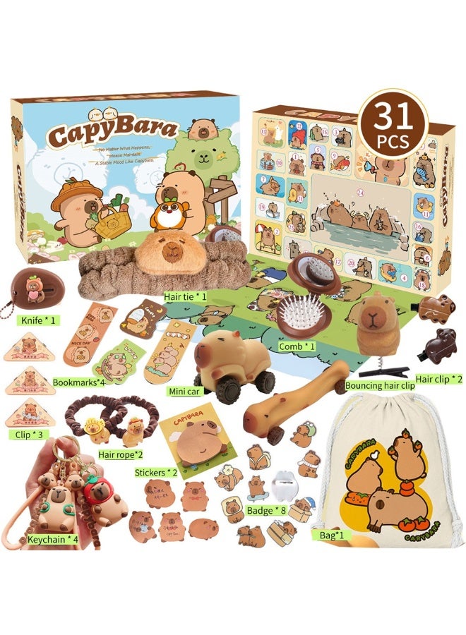 31pcs ألعاب عمياء مربع ، الأطفال لعب غامضة سلسلة كابيبارا لعيد عيد الميلاد الهدايا ، الألعاب المجمعة تشمل أرقام الرسوم المتحركة سلاسل المفاتيح إكسسوارات لحفلة لعبة الزينات - Image 1