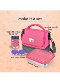 LunchBots LunchBots Duplex Insulated Lunch Bag - Dual Section Design Fits LunchBots Uno, Duo, Trio, Quad, Rounds, Bento Cinco Perfectly - Roomy Thermal Lunch Bag for Kids and Adults - Pink  - Image 4